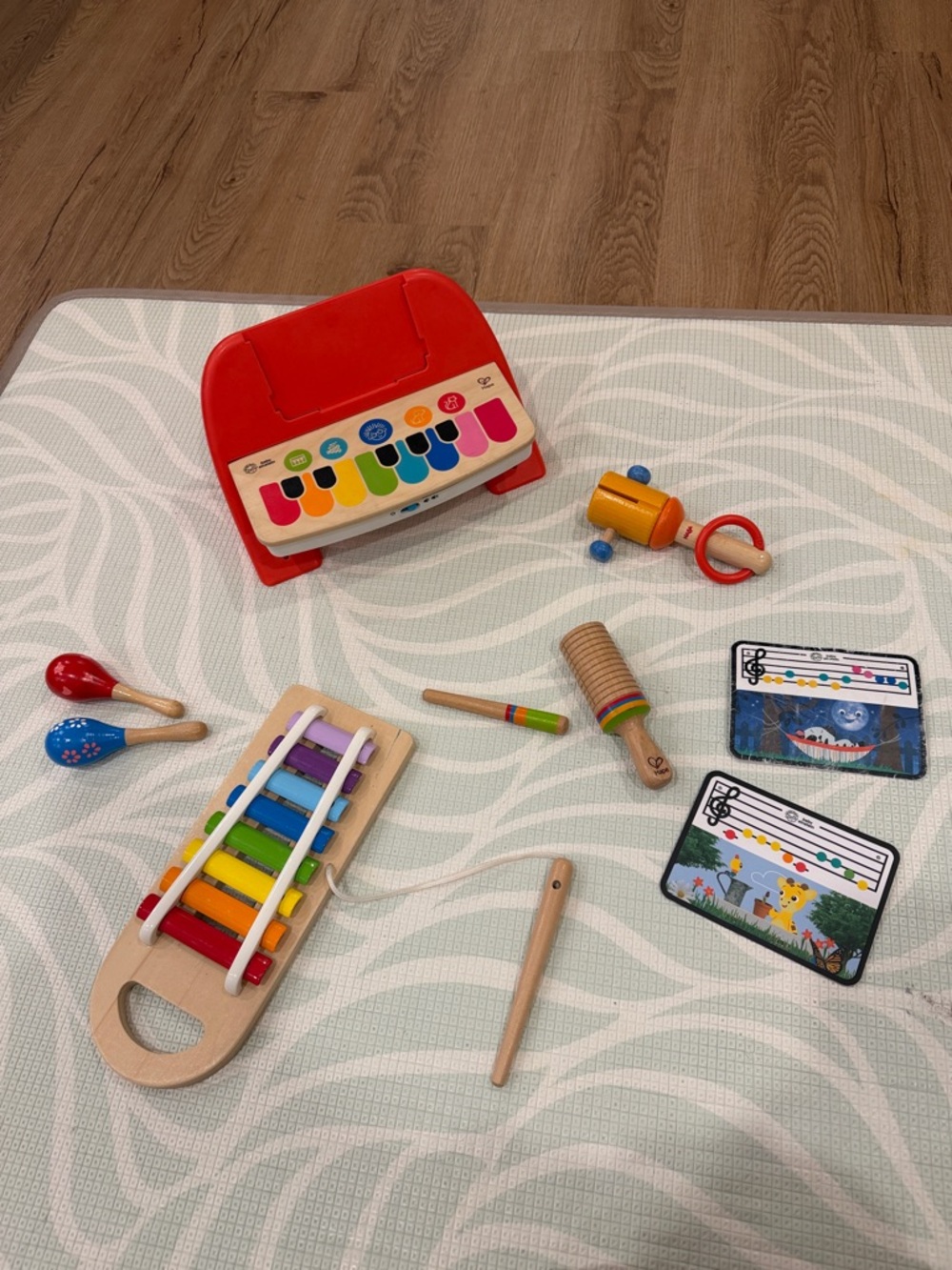 Kids Wooden Musical Toy Set - Red & Multicolor